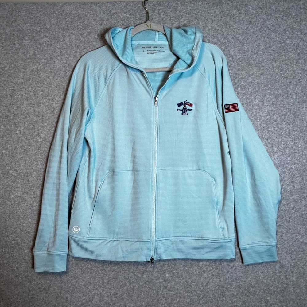 Peter Millar Beaumont Women Full Zip Hoodie L Concession Cup 2024 Blue Golf